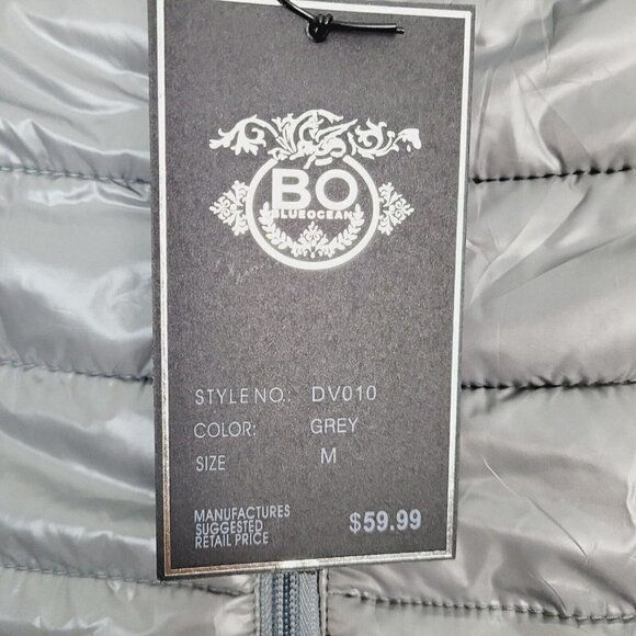 Vintage Blue Ocean Collection Puffer Vest Lightweight Liquid Gray Y2K Medium NEW - Picture 4 of 9